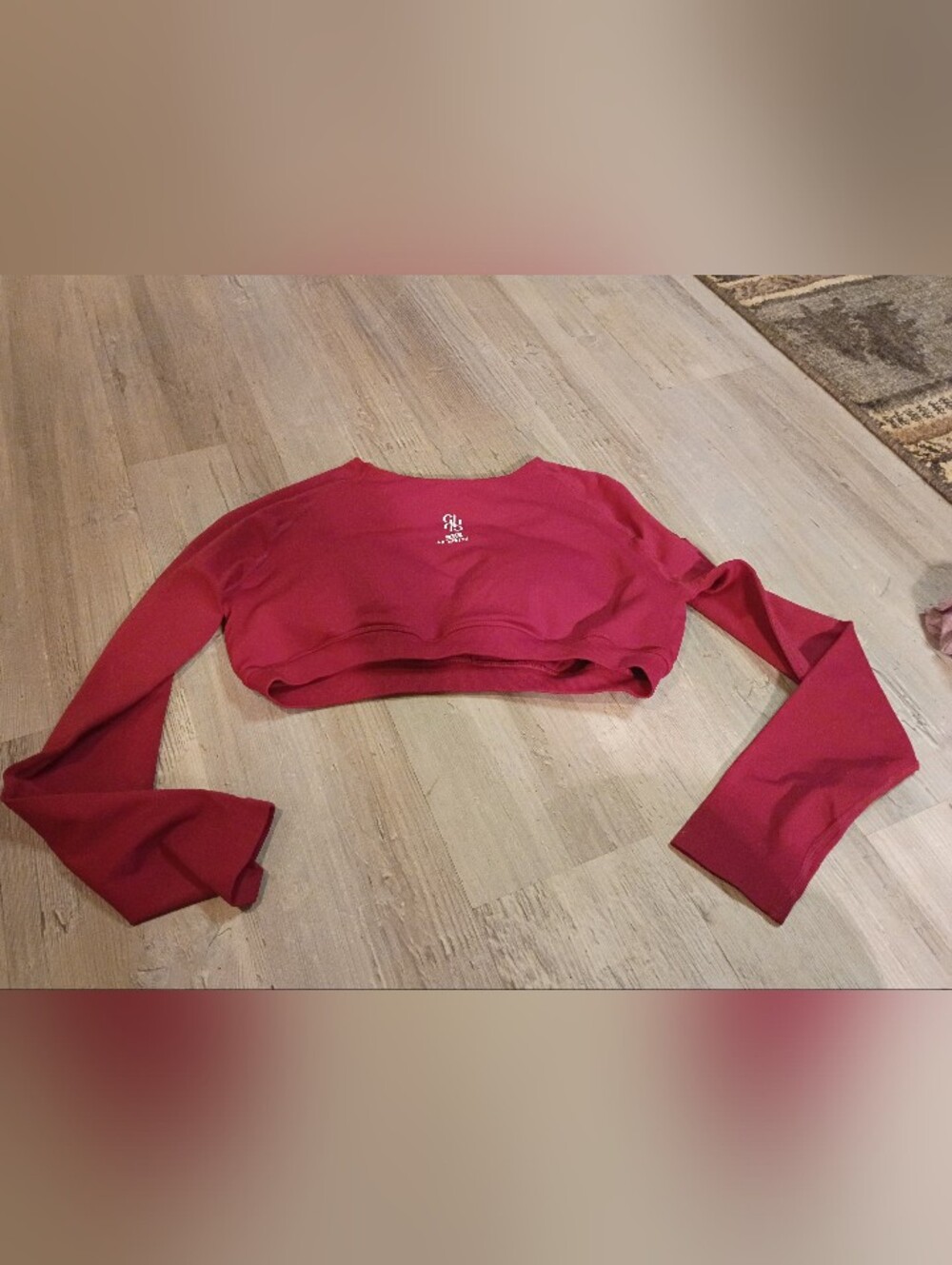 Women's Red Cropped Long Sleeve Top